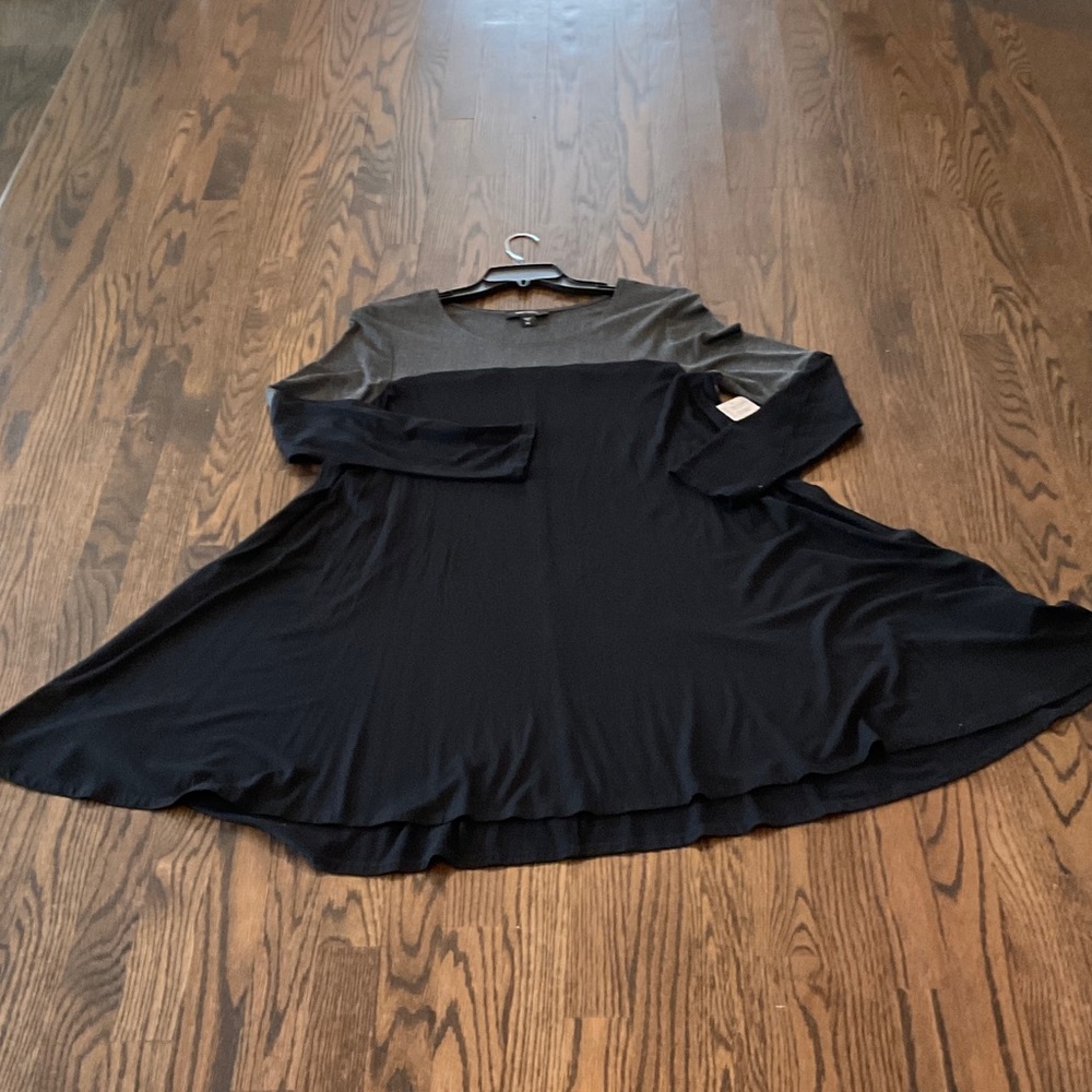 NWT Karen Kane Charcoal and Black Long Sleeve A-line Dress Size XL - Picture 4 of 6
